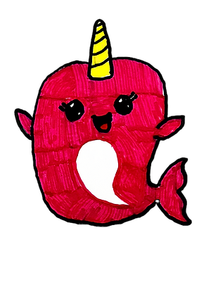 Hot Pink Narwhal Drawn by Olivia