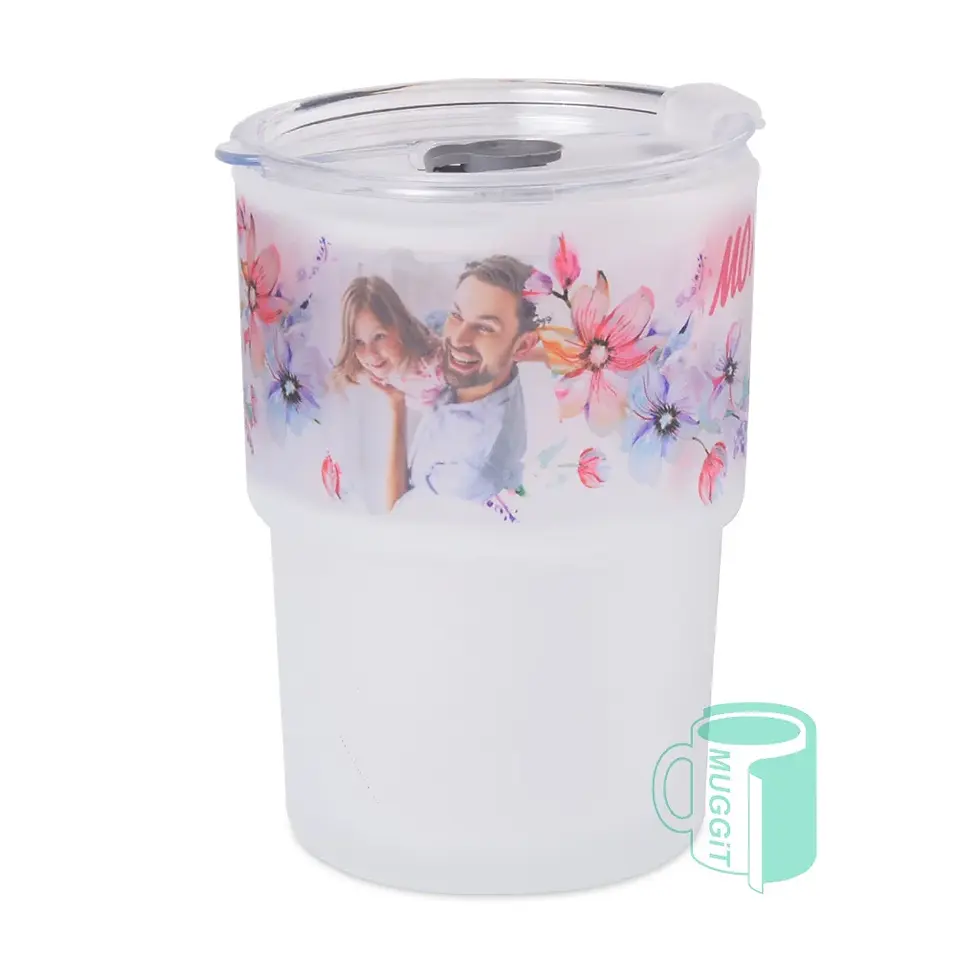 Stackable Frosted Glass Tumbler with Lid