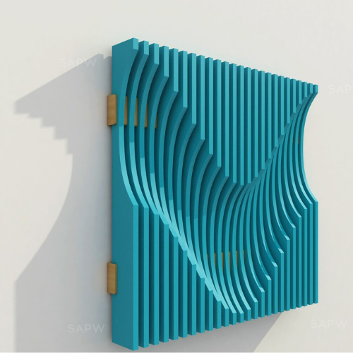 Módulos em madeira, com design paramétrico.