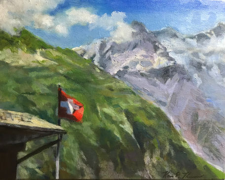 View from Murren / oil on canvas  8 x 10 x 2