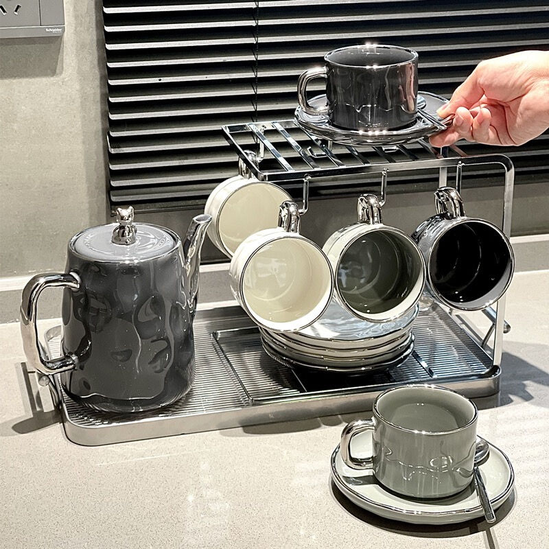 Bộ Ấm Tách Viền Bạc