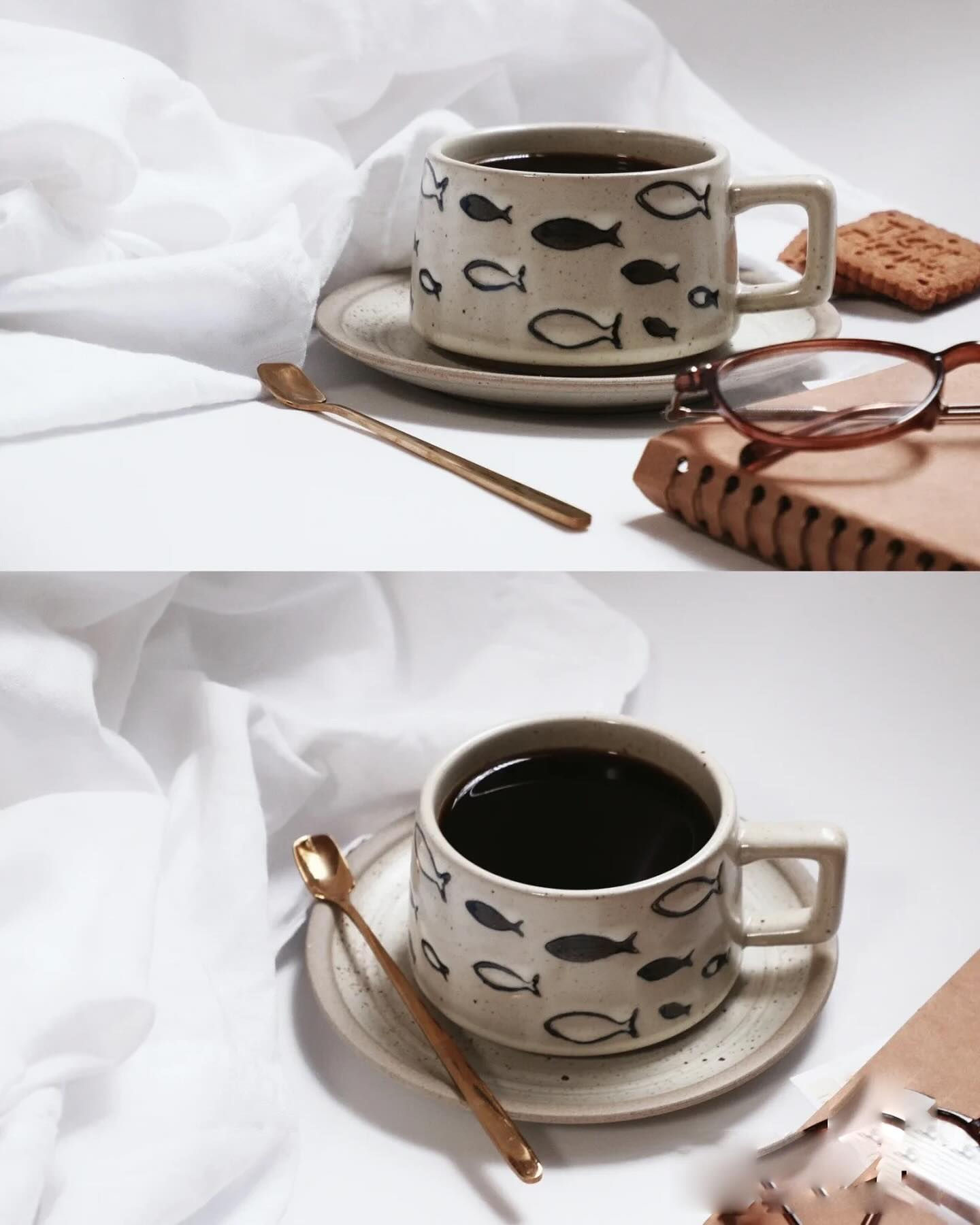 LY GỐM HỌA TIẾT CÁ