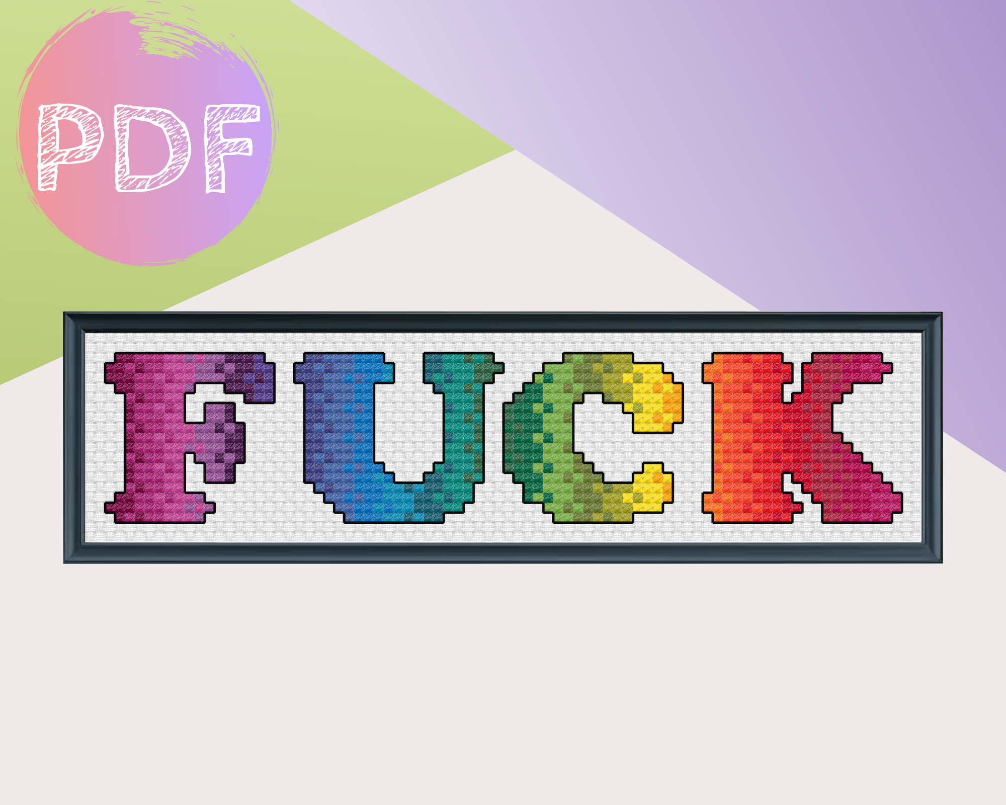 Bright Rainbow Block 'Fuck' (Pattern)