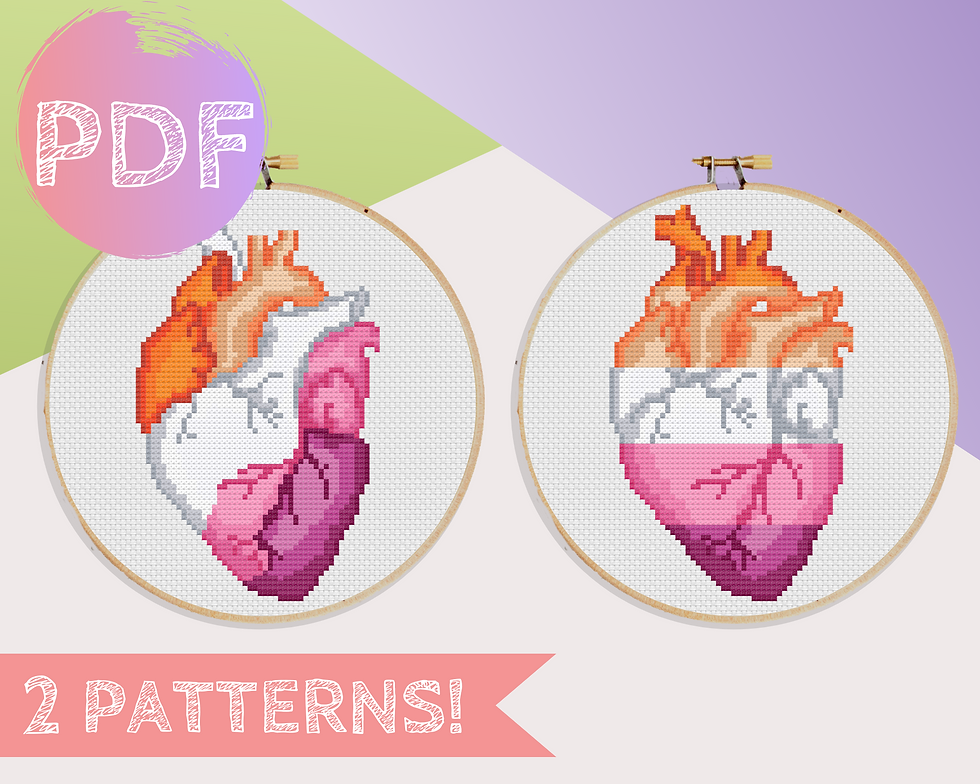 Lesbian Pride Anatomical Heart (Pattern)