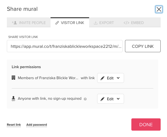 Screenshot von Share Mural Visitor Link