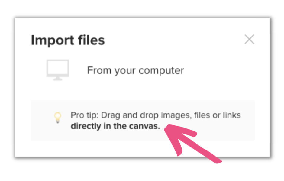Screenshot von Infofenster: Import files