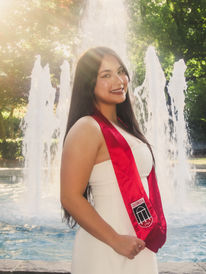 graduate has stole over shoulder and smiles brightly in front of a sunset at UGA athens georgia