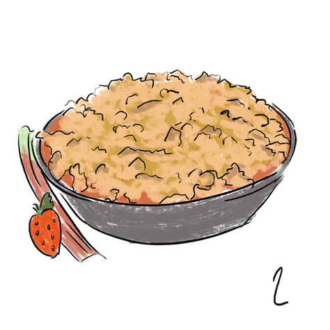 Crumble fraises, rhubarbe et miel