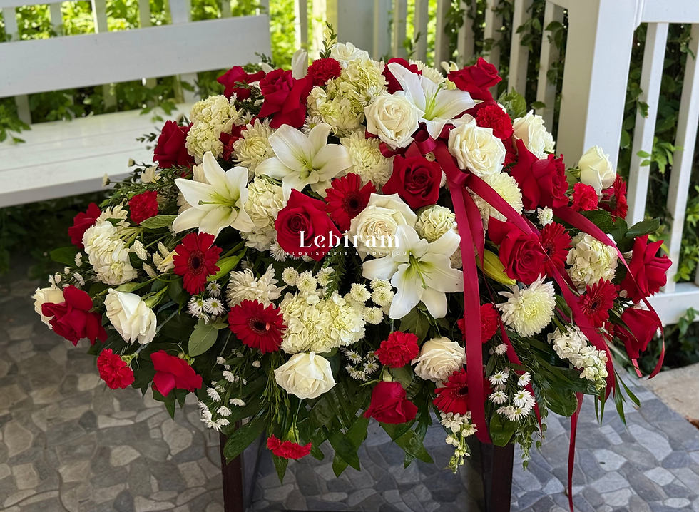 Red and White Rose Casket Spray