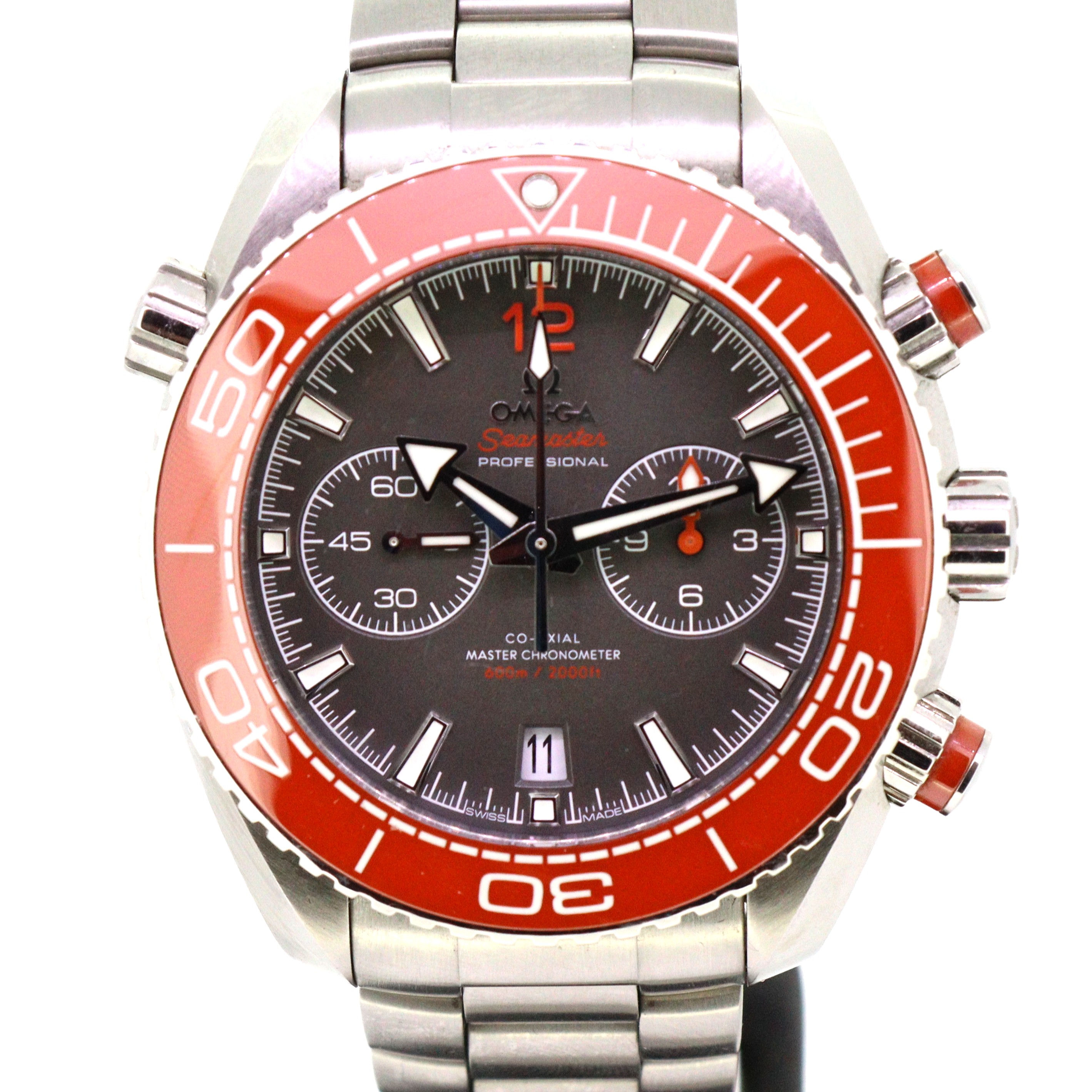 Omega Seamaster Planet Ocean Chrono watch orange nr mint Omega warranty Dec 2029