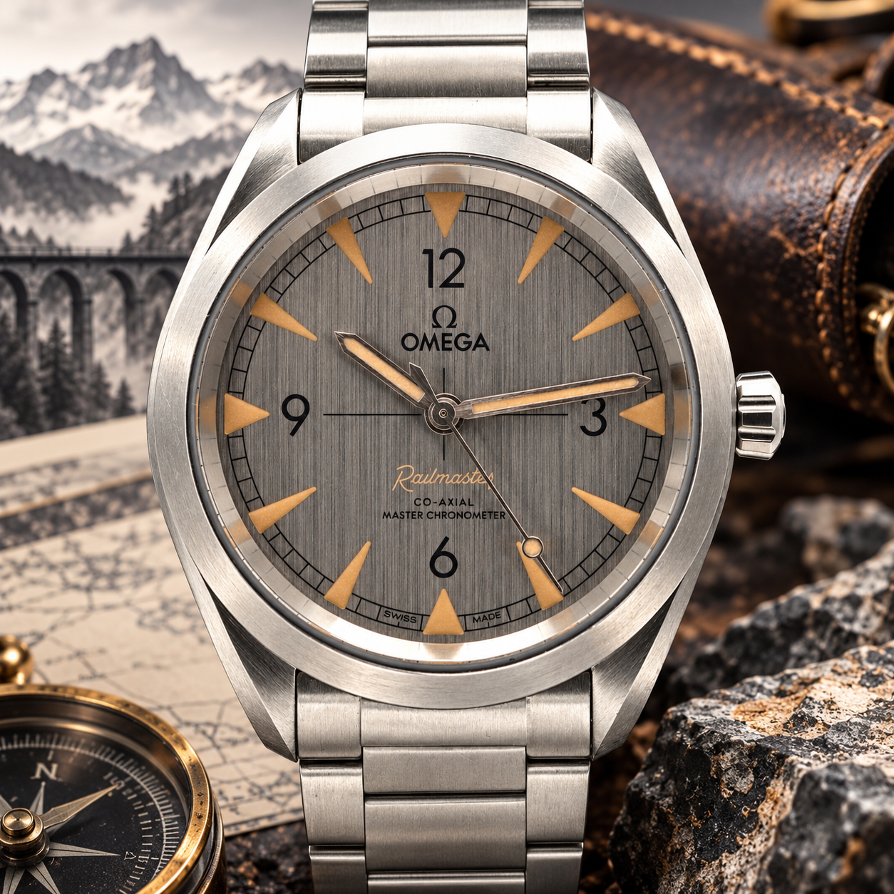 Omega Seamaster Railmaster auto 40mm watch full set Omega warranty Dec 2028