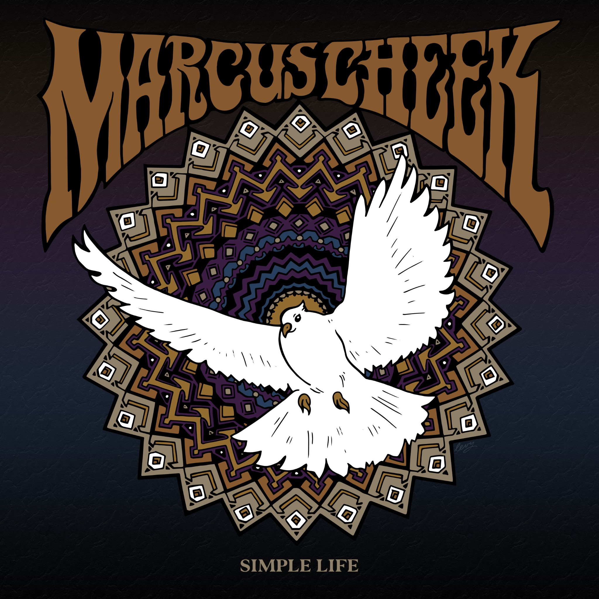 Simple Life single artwork by Joshua Marc Levy, featuring a white dove over a psychedelic mandala