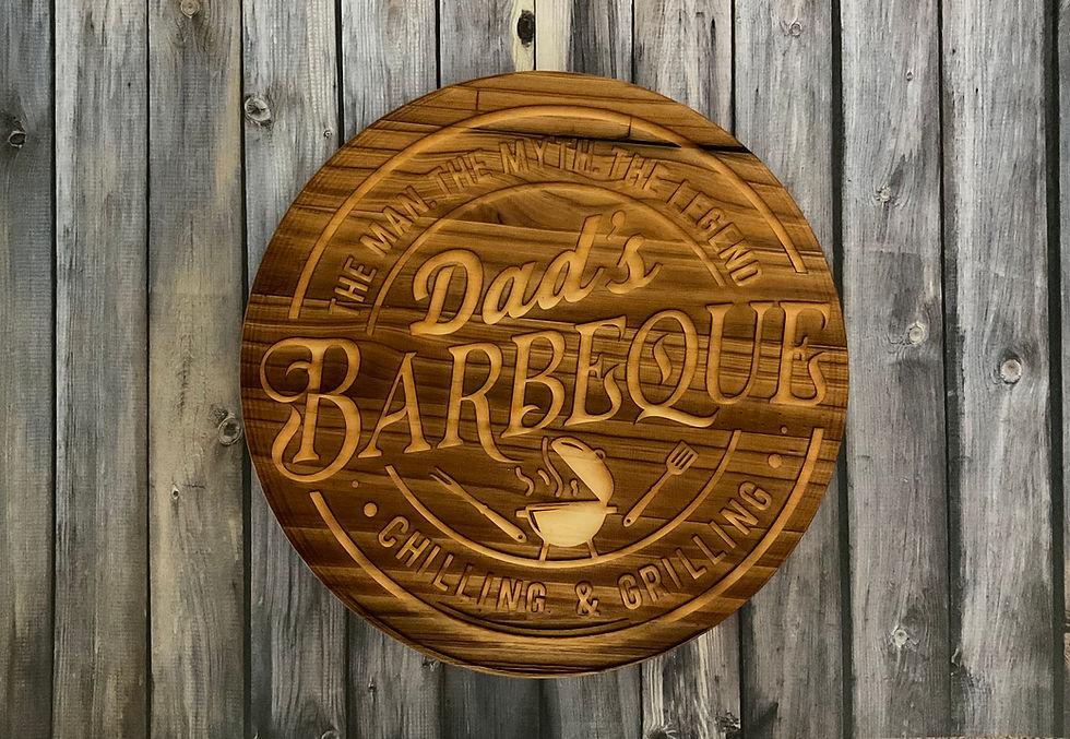 Dad BBQ round sign
