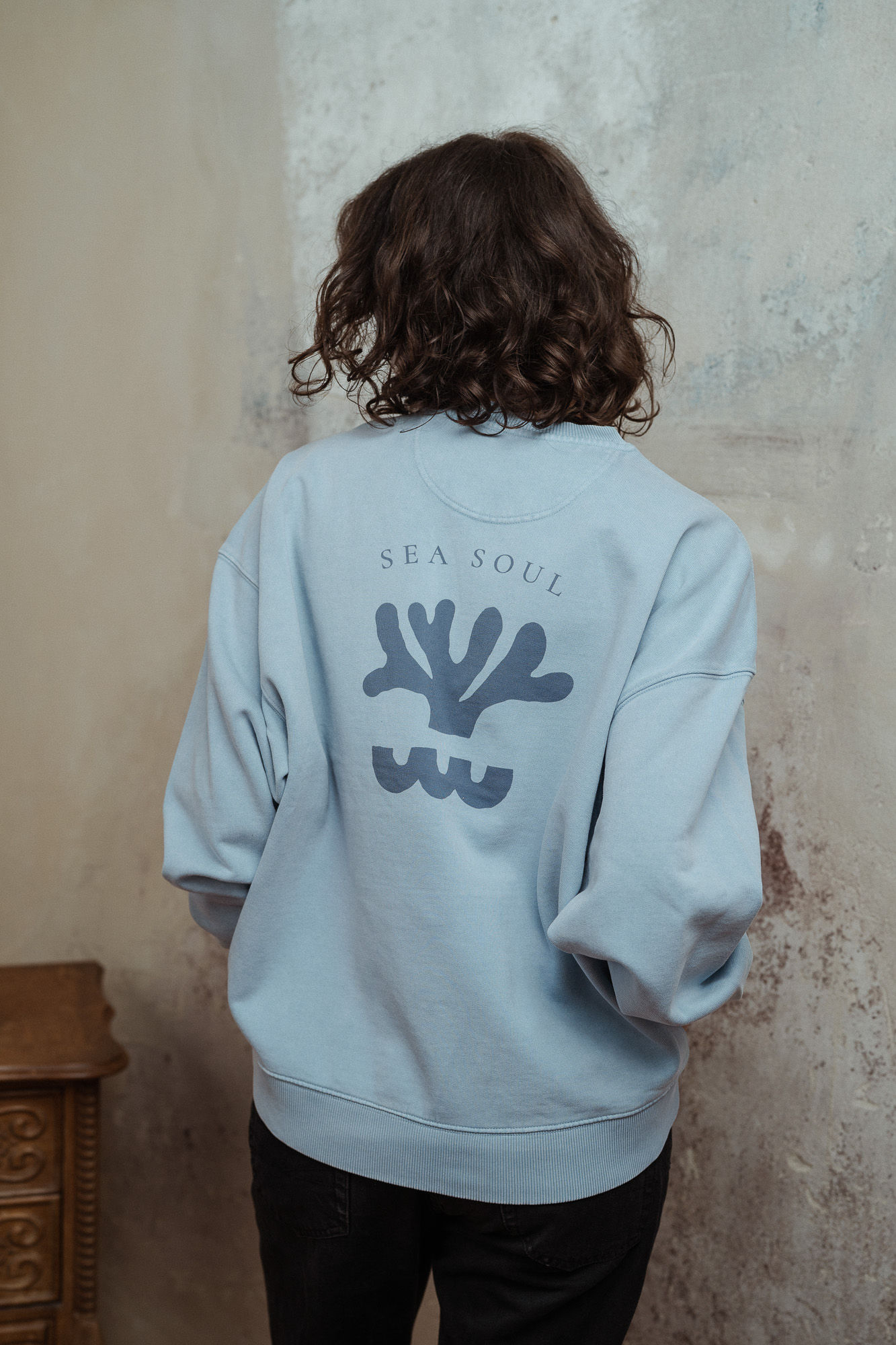 Vintagelook Oversize Sweater / Sea Soul