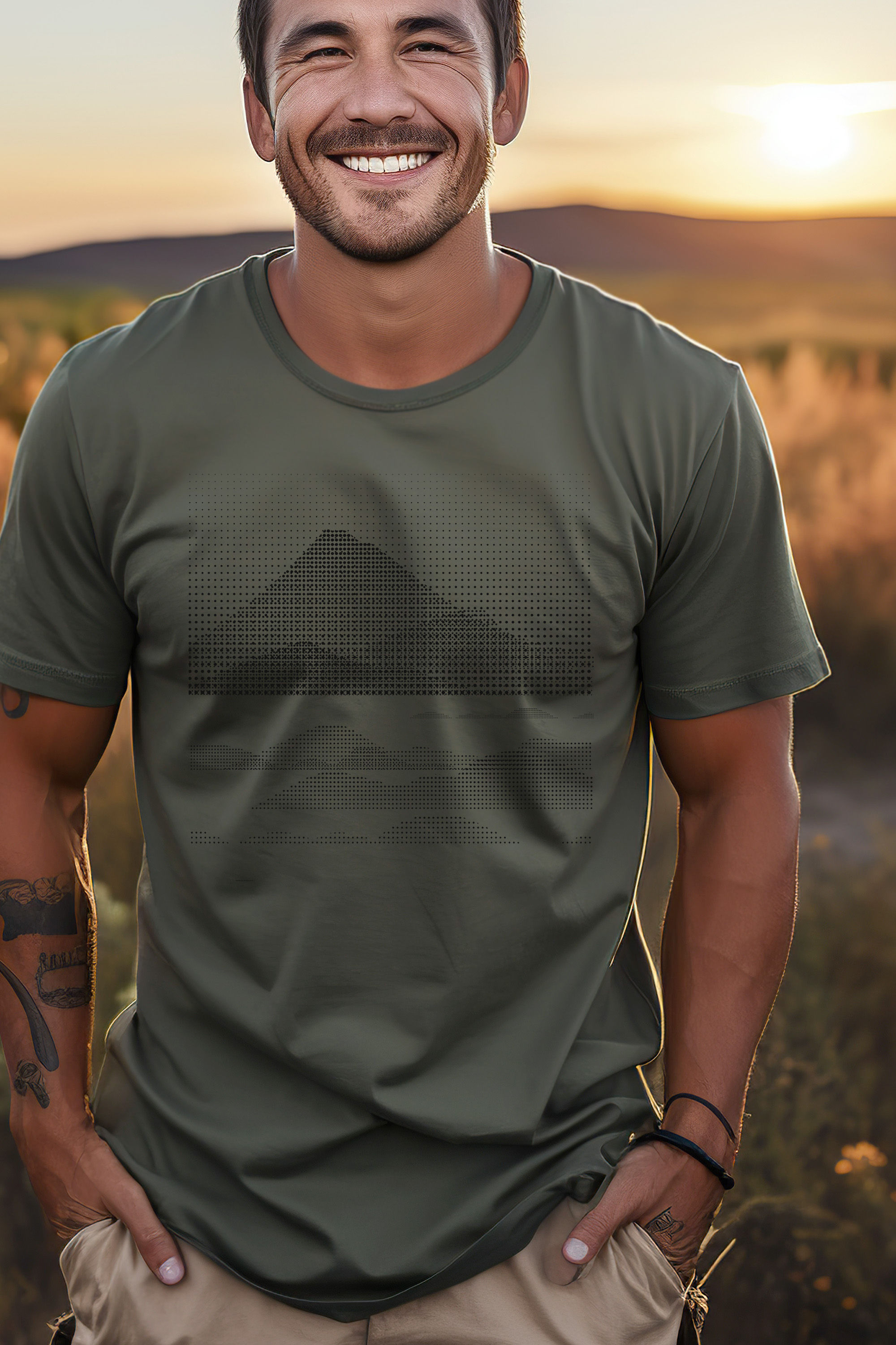 Klassisches Shirt aus reiner Bio-Baumwolle- Pixel Mountain