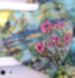 phlox flower painting, claude monet garden, waterlilies, wall art, hearted shaped canvas