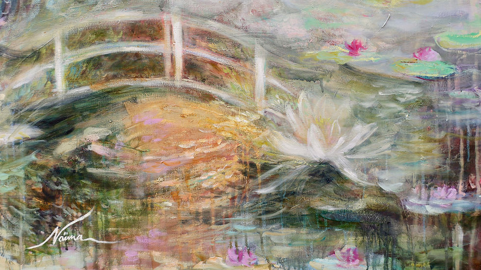 Thumbnail: A Soft Place to Land | Original Oil Painting | Waterlilies Claude Monet