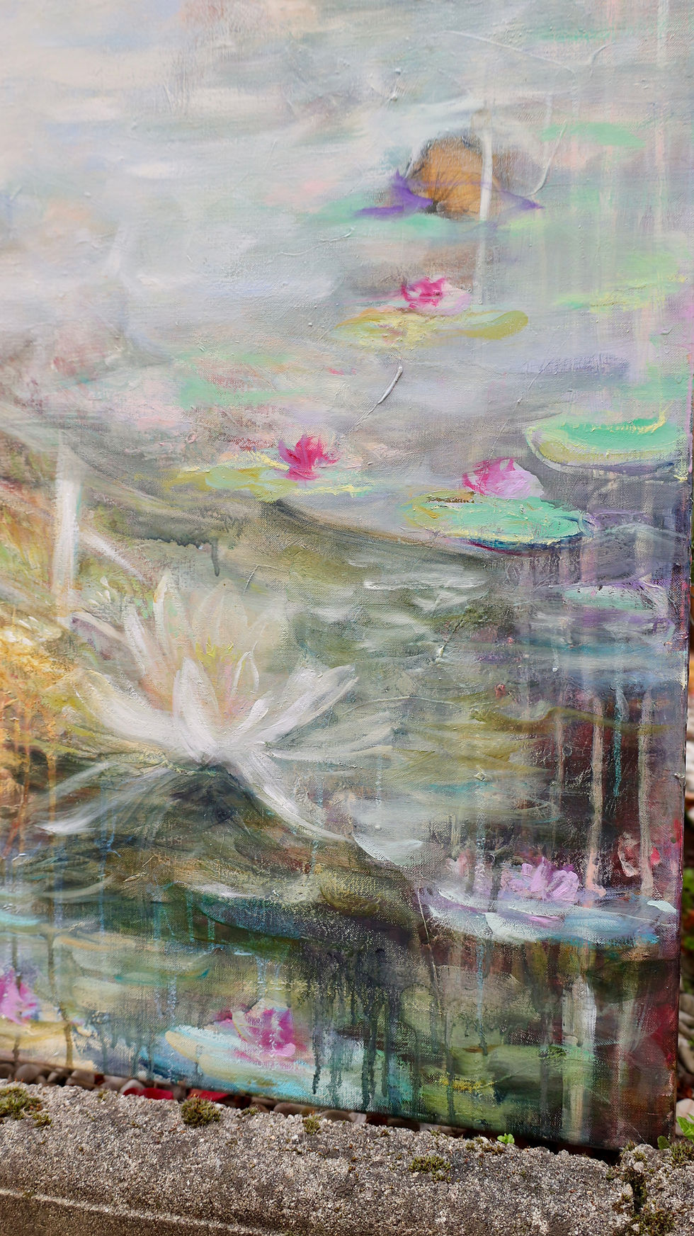 Thumbnail: A Soft Place to Land | Original Oil Painting | Waterlilies Claude Monet