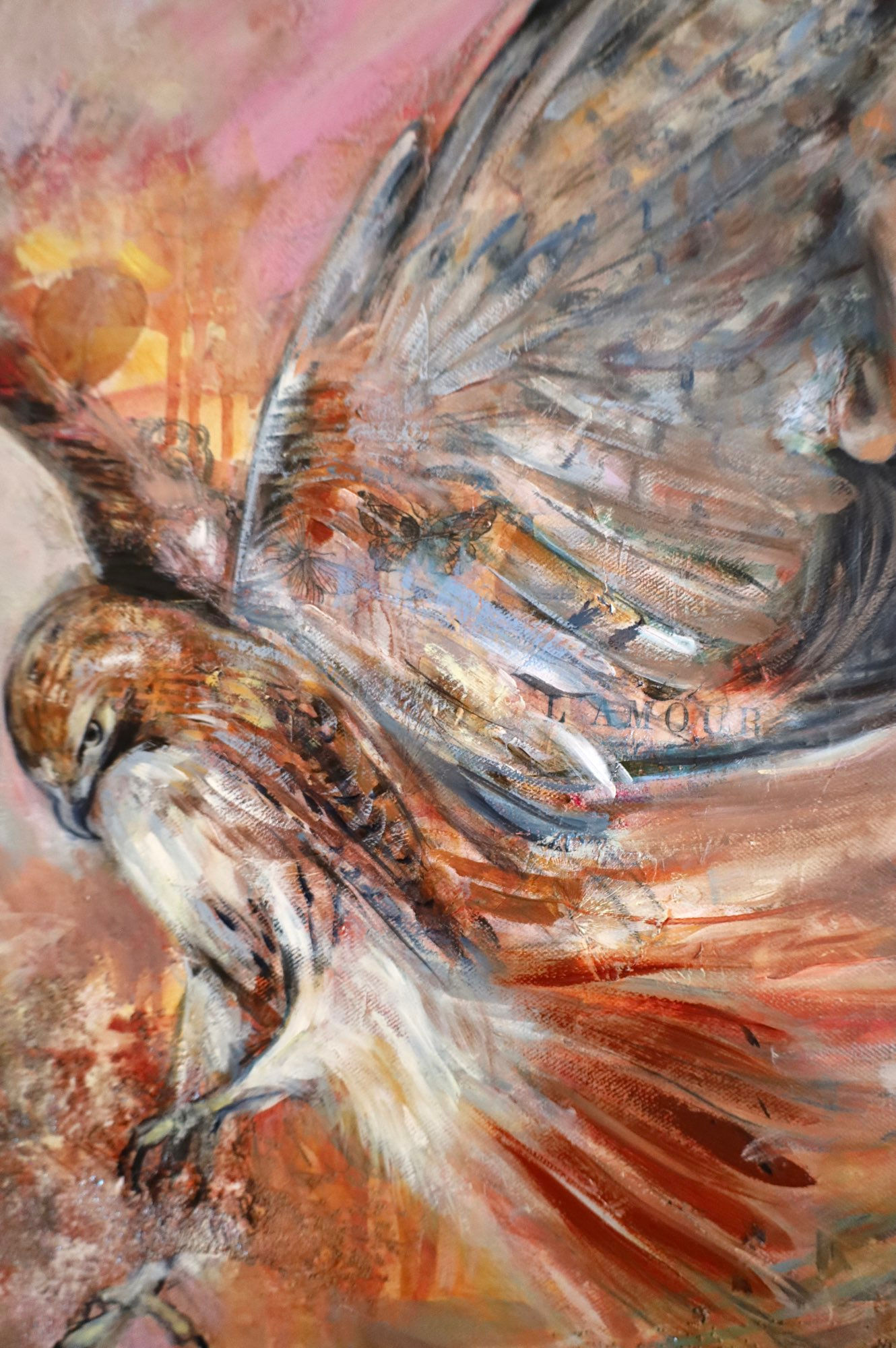 Wild feminine artwork depicting a woman and a hawk, radiating strength, freedom, and sacred feminine power.
