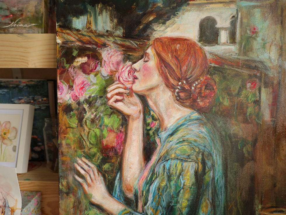 the soul of the rose oil pastel 