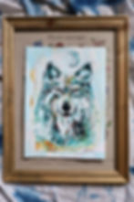 Blue wolf painting portrait