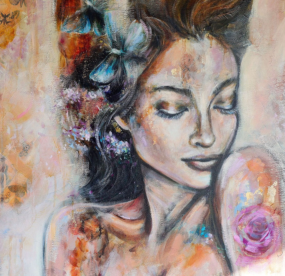 She is Gently Unfolding her Wings | Oil Painting | Feminine Art