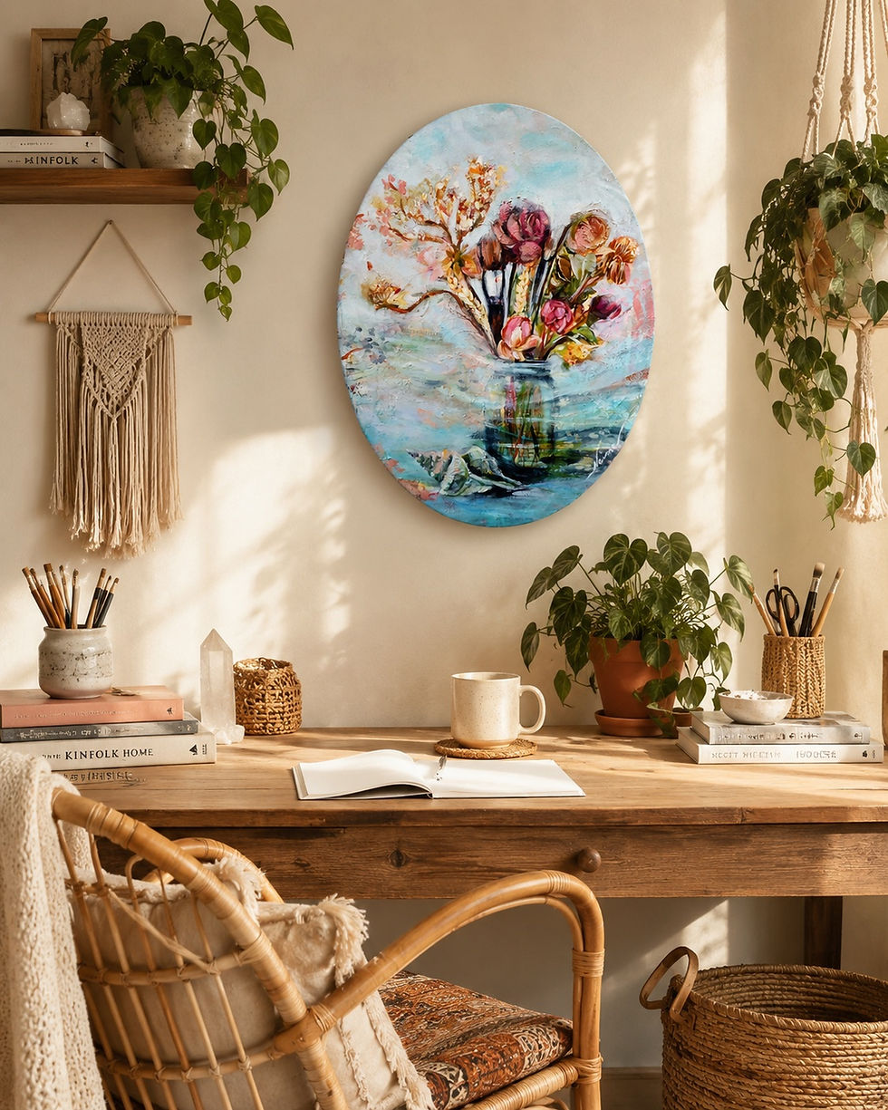 Sea Blessed - Original Flower and shell bouquet Oil Painting by Naïma Namaste