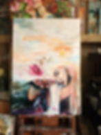 Sacred feminine painting , the soul's journey, woman portrait with moth butterflies
