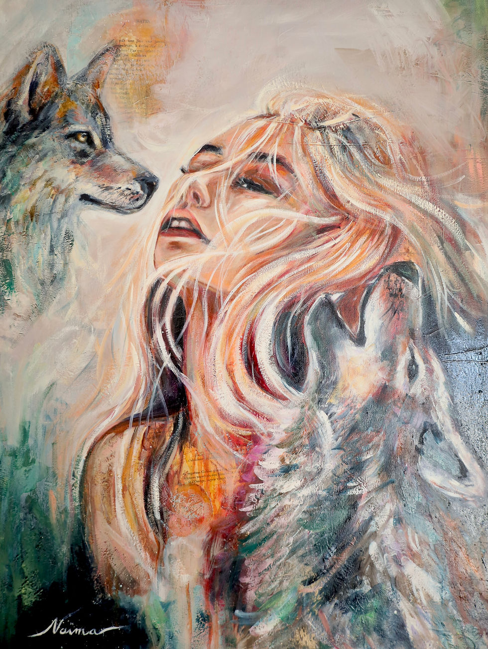 Miniature : Rebellion Sauvage - Original Wild Woman Oil Painting by Naïma Namaste