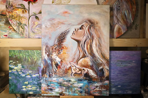 wild woman-wildflowers-wildhorses-painting