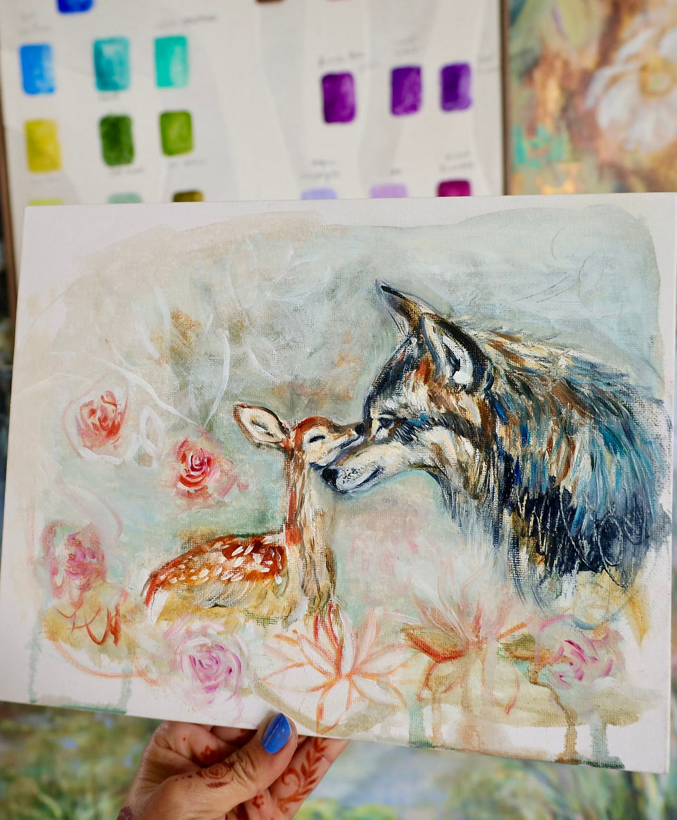 Thumbnail: Lead with your heart  | Original Oil Painting | Wolf Art