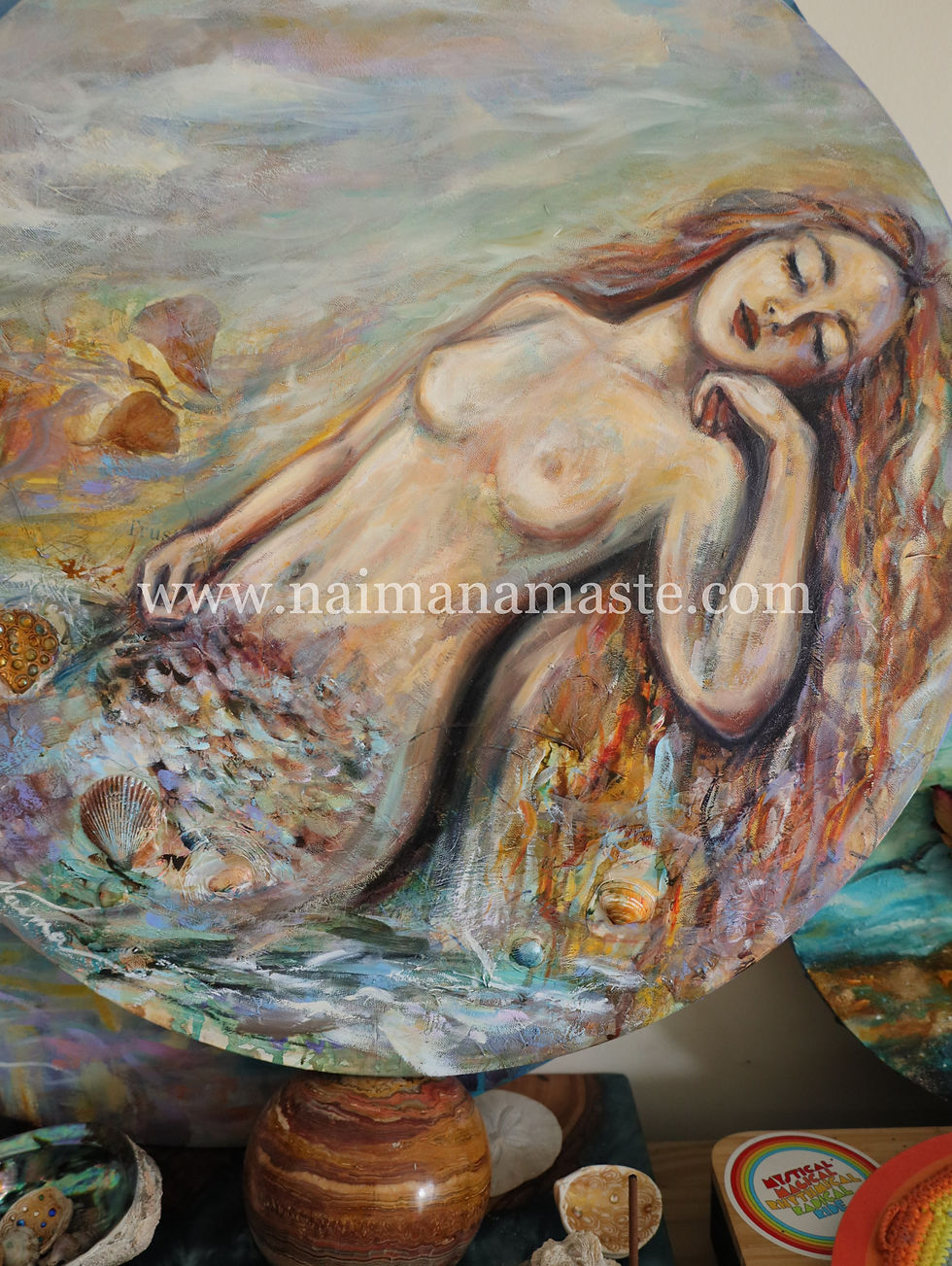 siren, mermaid painting, original art for sale, sacred feminine art, wild woman art, naima fine art, oil painting