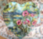 phlox flower painting, claude monet garden, waterlilies, wall art, hearted shaped canvas