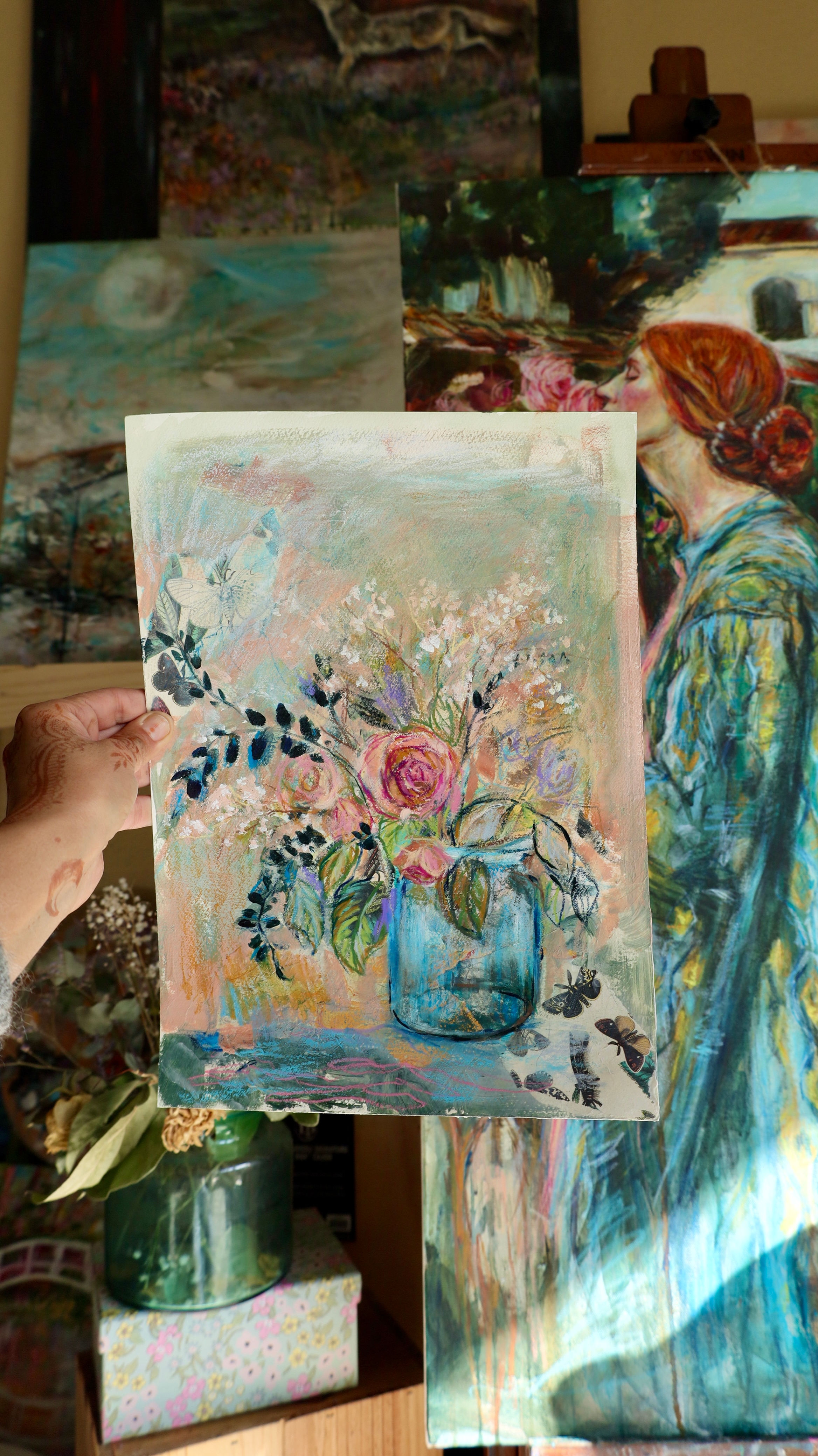 Guided by Grace | Original Oil Pastel | Fleurs Séchées