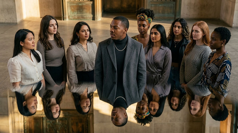 Conscious D MOD in an art museum with 8 different cultures of women.