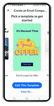 Phone displaying Barber Spaces Email Campaign Marketing