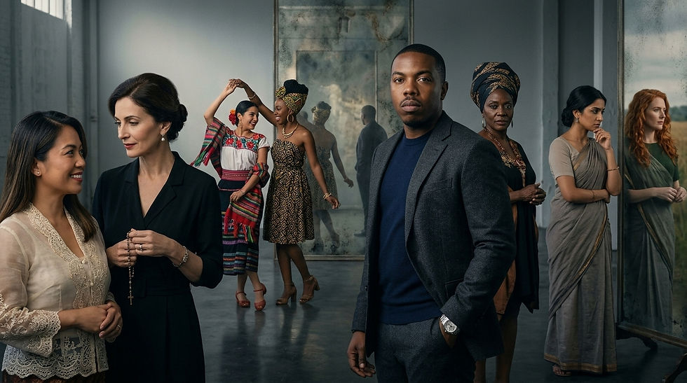 Conscious D MOD in an art museum with 8 different cultures of women.