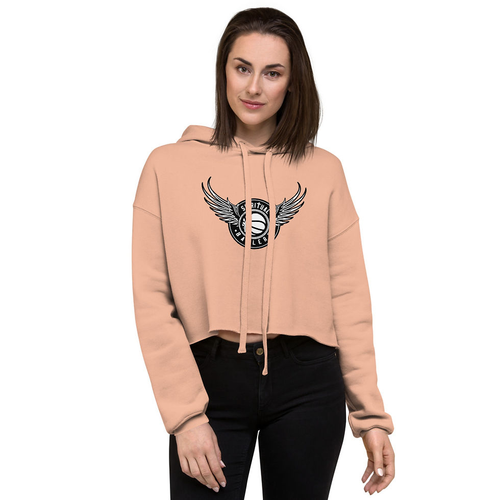 Thumbnail: Spiritual Ballers Wing logo Crop Hoodie (white/black)
