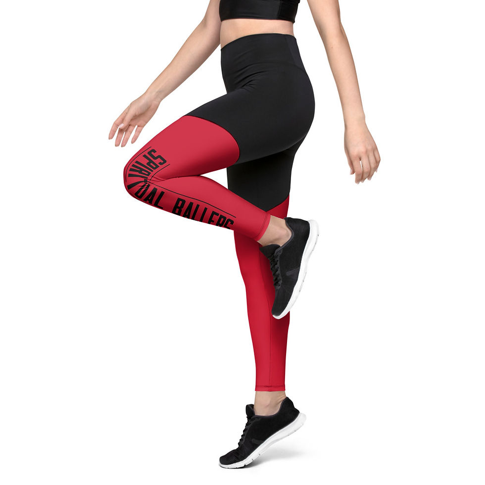 Thumbnail: Spirtual Baller Wing Pocket Womens Sports Leggings (Red/Black)