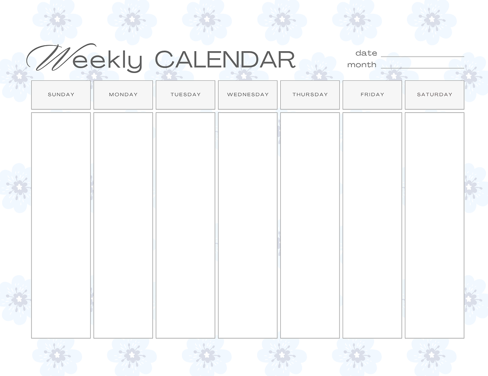 Thumbnail: Printable Weekly Calendar | Light Blue Flower Print
