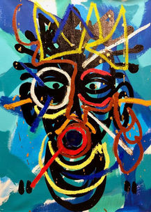 Série masques VI - Acrylique&huilte sur toile - 50x65