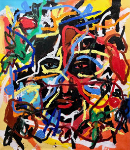 Série masques XII - Acrylique&huile sur toile - 60x60