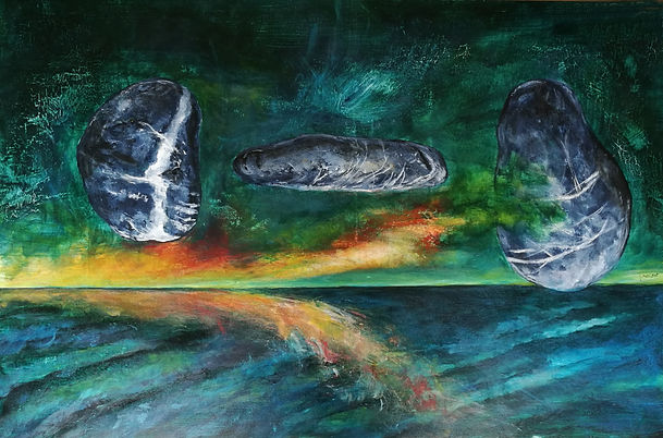 Paysages imaginaires : galet transparent 100x65