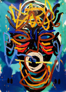 Série masques VII - Acrylique&huilte sur toile - 50x65