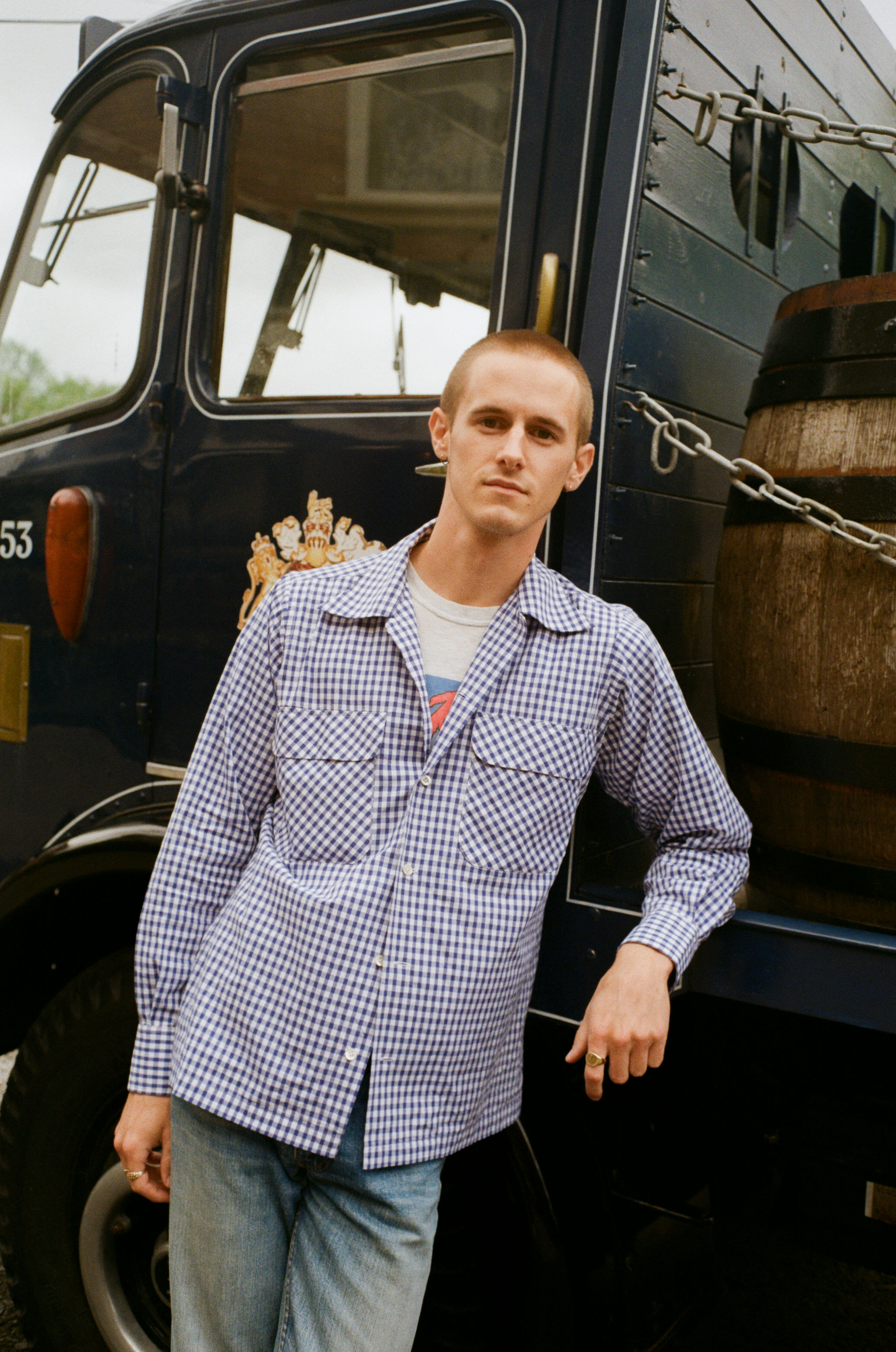 Royal Blue Gingham - Cuban collar shirt