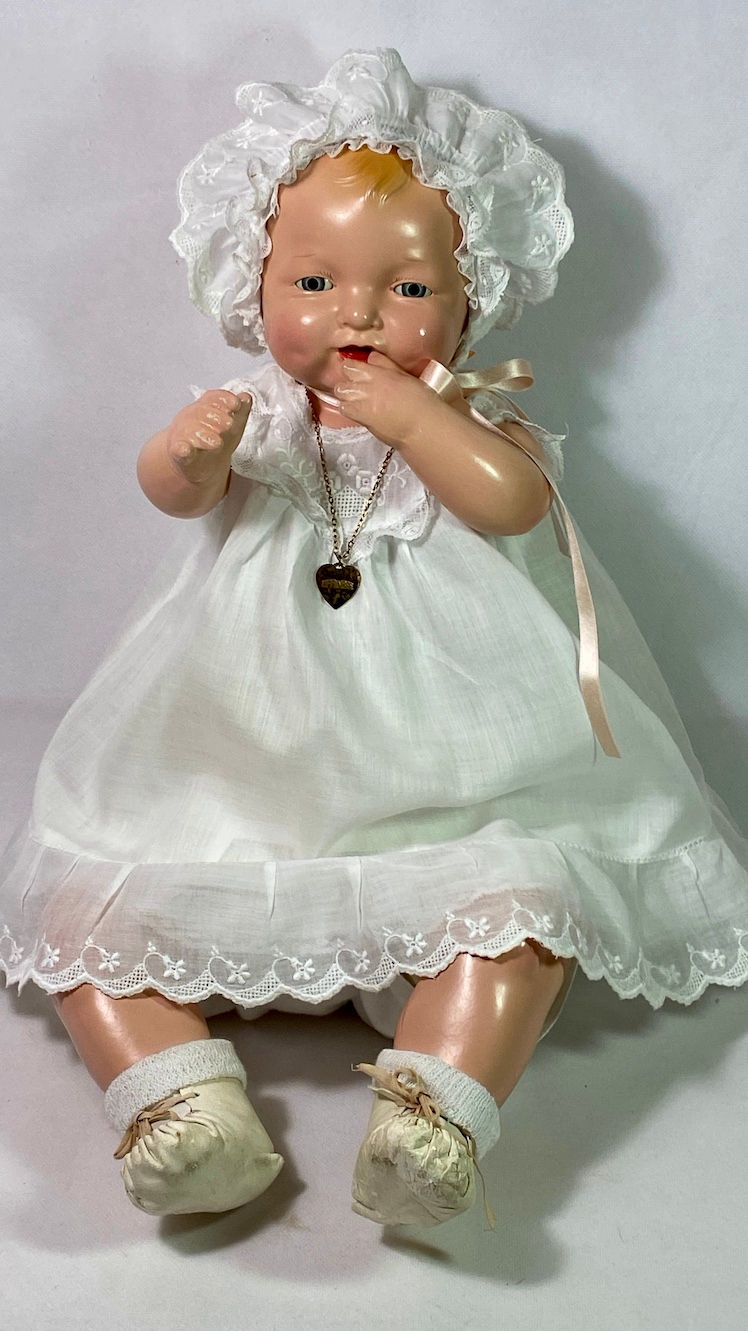 Thumbnail: Vintage 1924 Effanbee 23" Bubbles Composition All Original Baby Doll