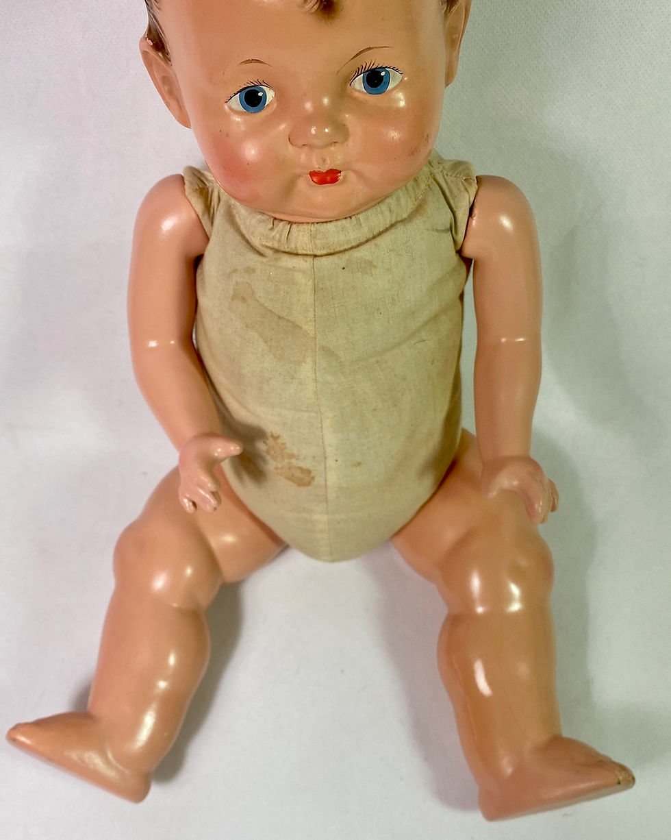 Thumbnail: 1925 Effanbee 18" Baby Evelyn Composition Doll -- Rare Painted Eye