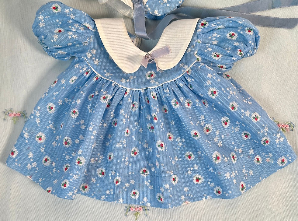 Thumbnail: RARE RARE Vintage Early 1930s Effanbee Dy-Dee Doll Dress in Blue