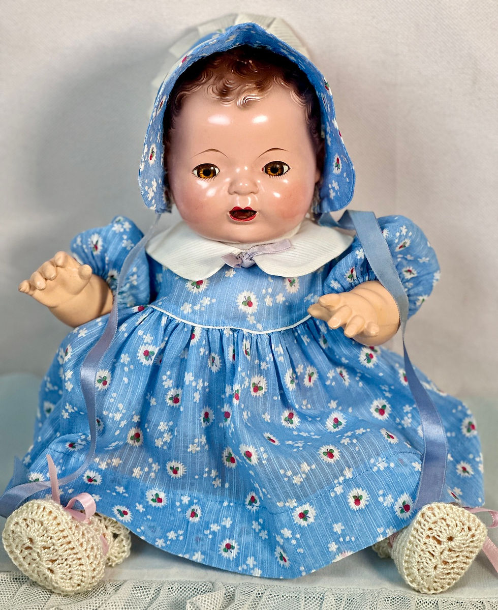 Thumbnail: RARE RARE Vintage Early 1930s Effanbee Dy-Dee Doll Dress in Blue