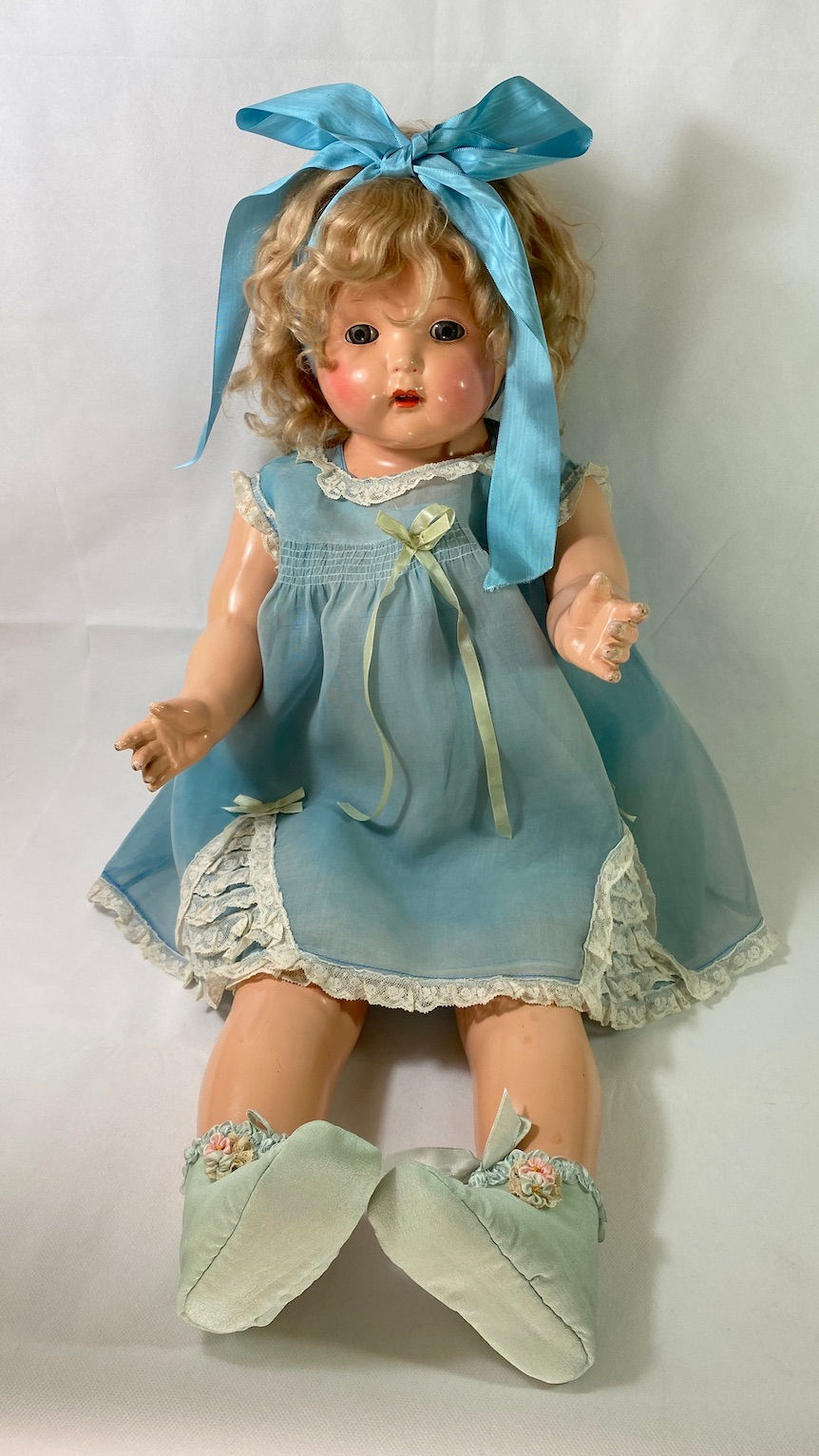 Thumbnail: 1930s Effanbee 30" Composition Talking Mae Starr Phonograph Doll